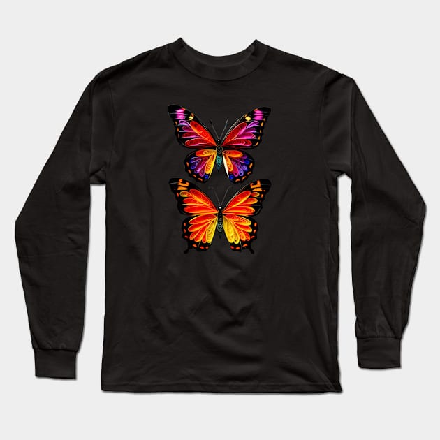 Be Enchanted by our Beautiful Butterflies: Discover our Print-on-Demand Creations Long Sleeve T-Shirt by BlackCricketdesign